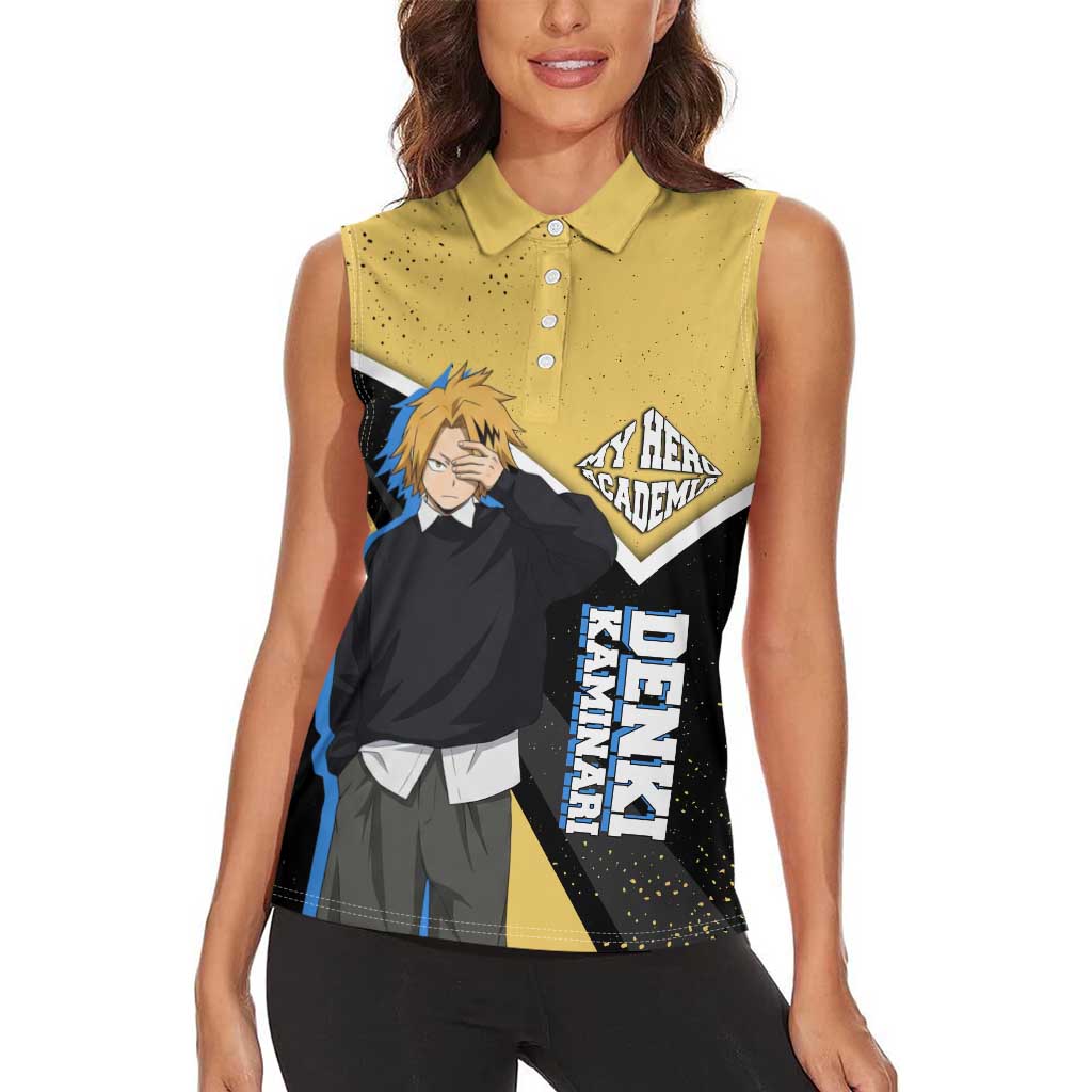 Denki Kaminari My Hero Academia Women Sleeveless Polo Shirt Anime Grunge Splatter Graphic Style