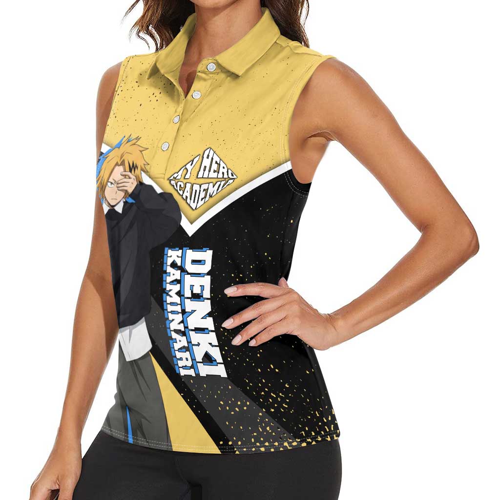 Denki Kaminari My Hero Academia Women Sleeveless Polo Shirt Anime Grunge Splatter Graphic Style