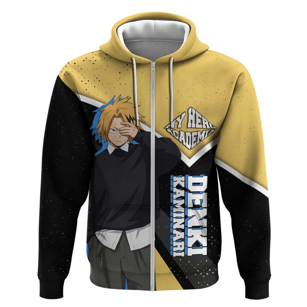 Denki Kaminari My Hero Academia Zip Hoodie Anime Grunge Splatter Graphic Style