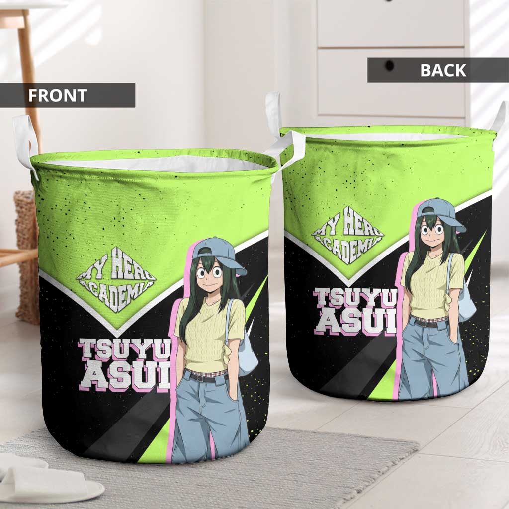 Tsuyu Asui My Hero Academia Laundry Basket Anime Grunge Splatter Graphic Style