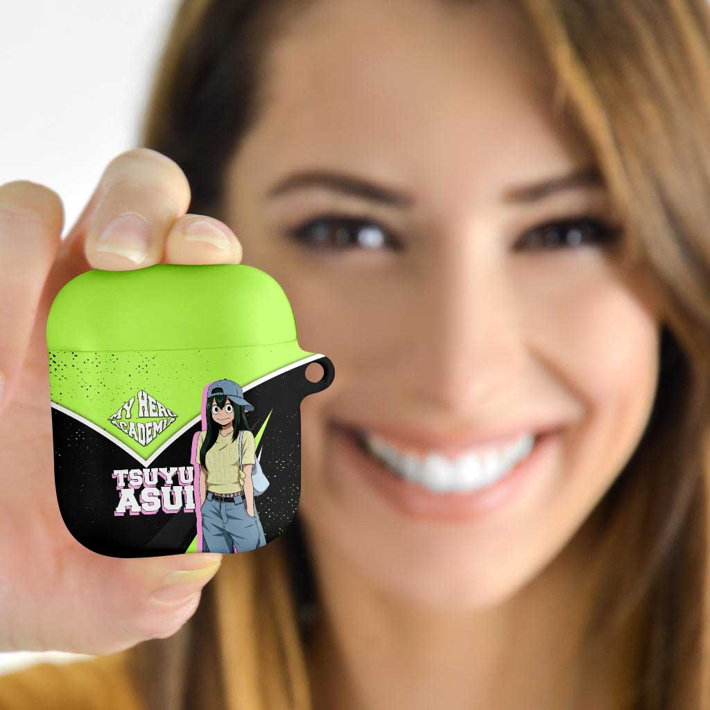 Tsuyu Asui My Hero Academia AirPods Case Anime Grunge Splatter Graphic Style