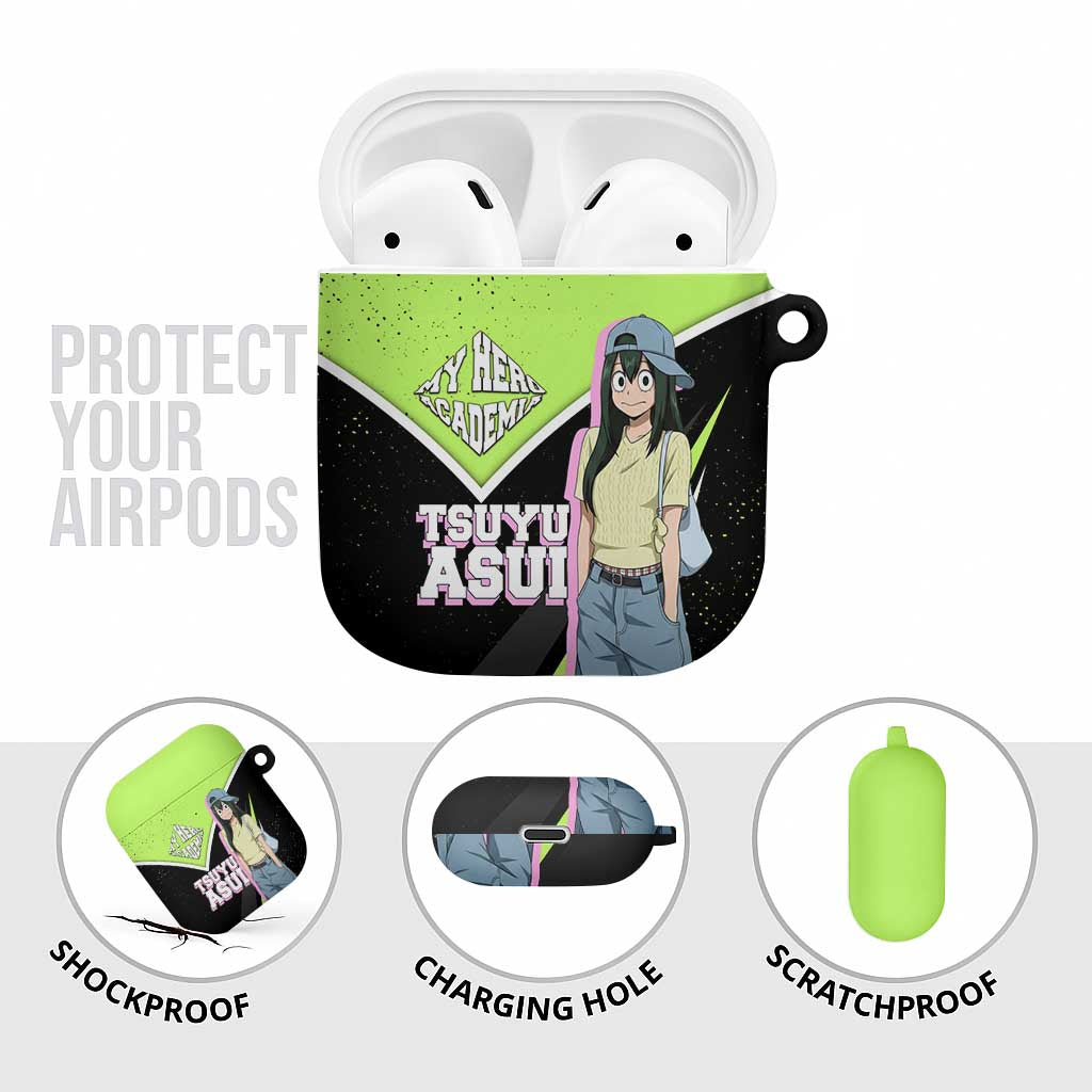 Tsuyu Asui My Hero Academia AirPods Case Anime Grunge Splatter Graphic Style