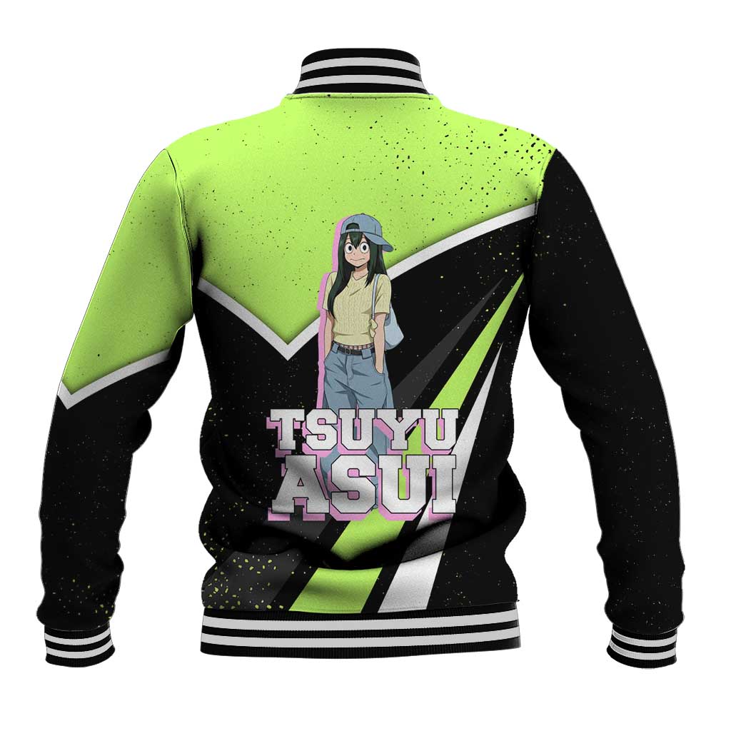 Tsuyu Asui My Hero Academia Baseball Jacket Anime Grunge Splatter Graphic Style