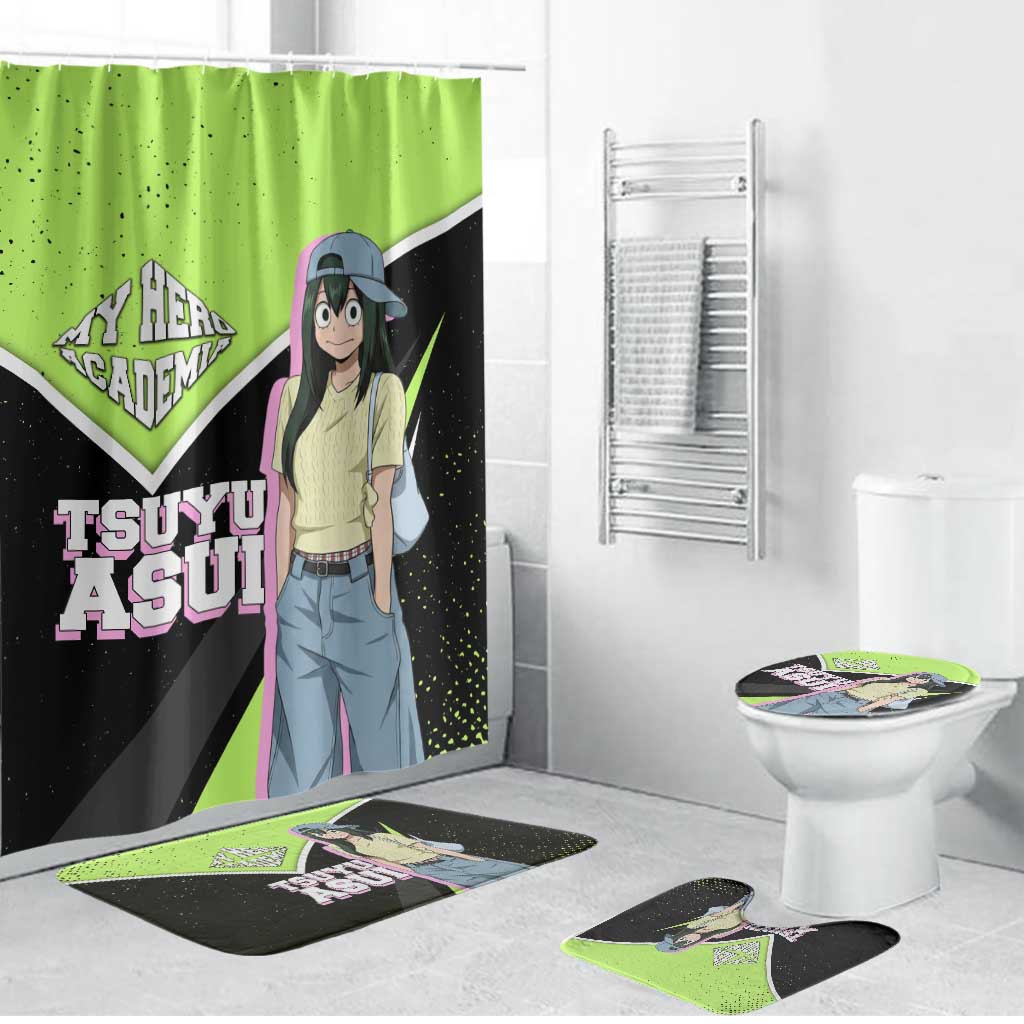 Tsuyu Asui My Hero Academia Bathroom Set Anime Grunge Splatter Graphic Style