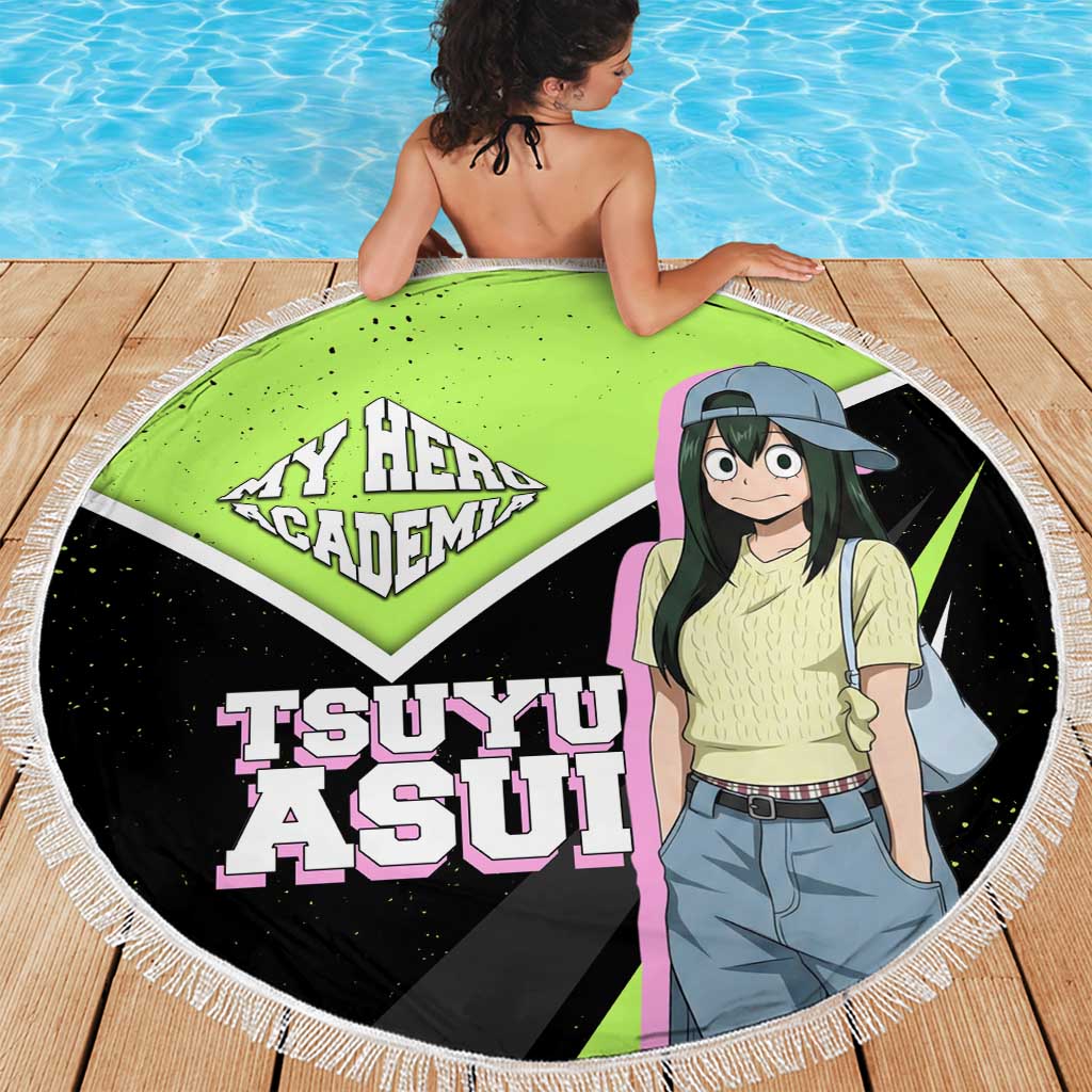 Tsuyu Asui My Hero Academia Beach Blanket Anime Grunge Splatter Graphic Style