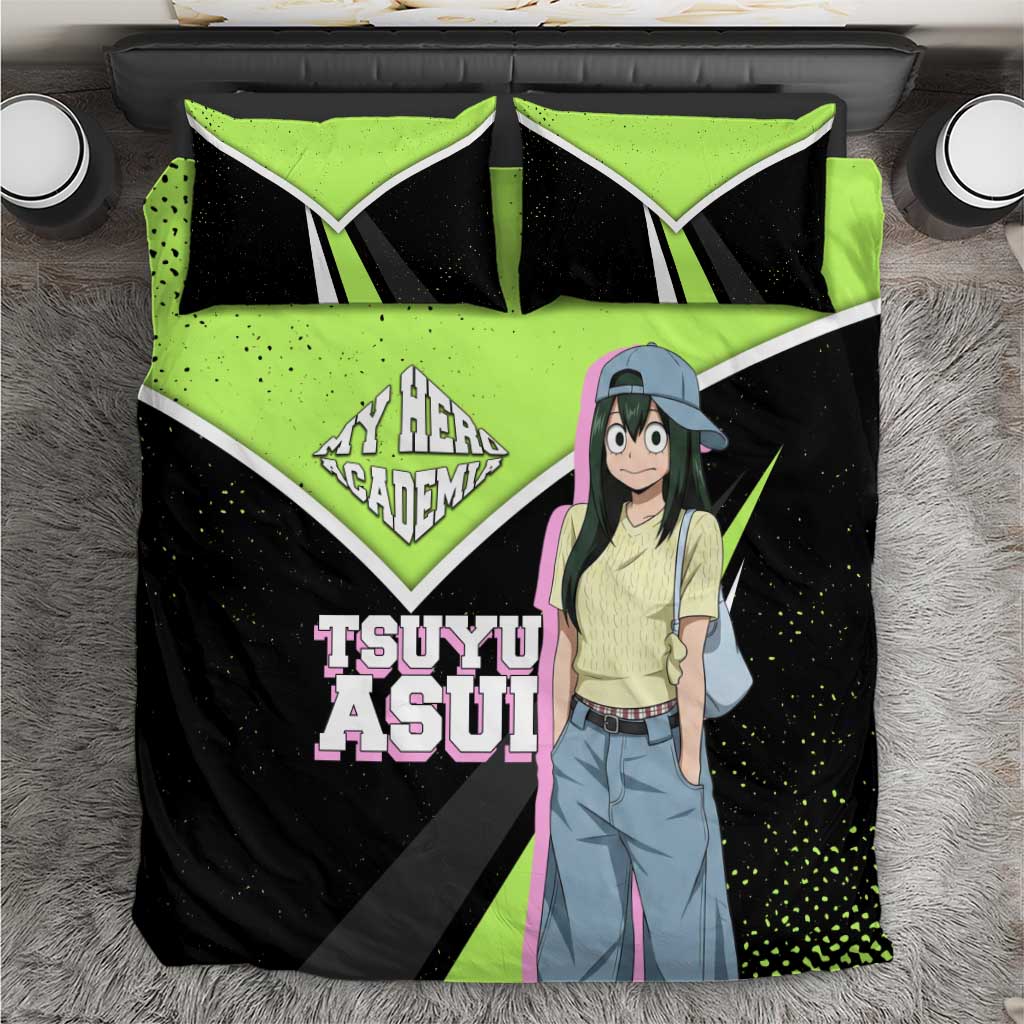 Tsuyu Asui My Hero Academia Bedding Set Anime Grunge Splatter Graphic Style