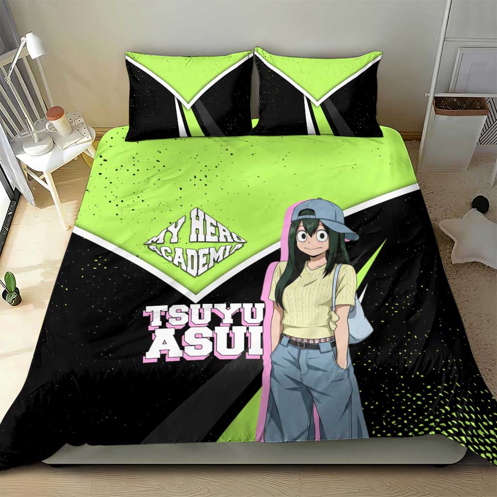 Tsuyu Asui My Hero Academia Bedding Set Anime Grunge Splatter Graphic Style