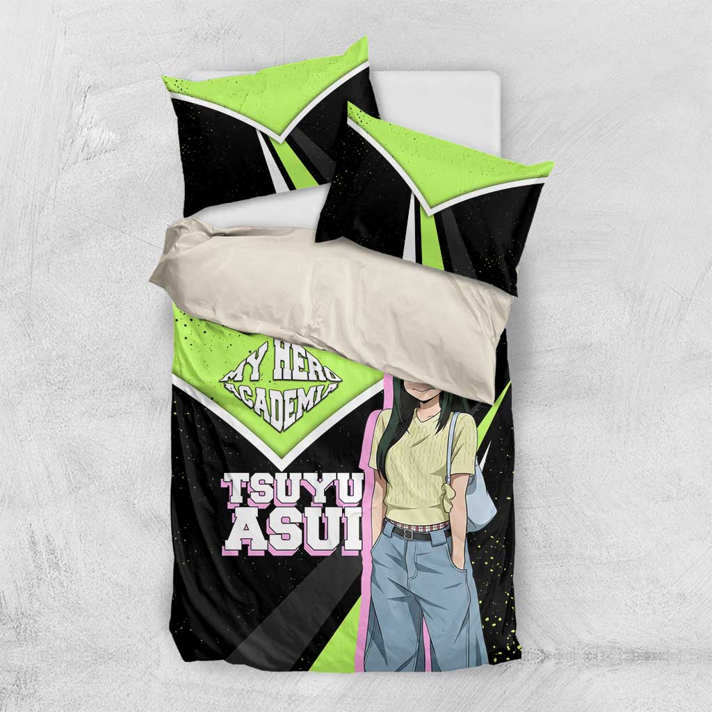 Tsuyu Asui My Hero Academia Bedding Set Anime Grunge Splatter Graphic Style