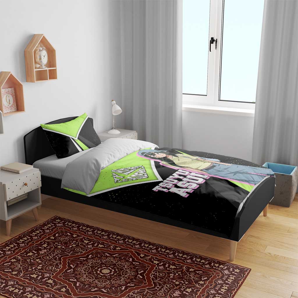 Tsuyu Asui My Hero Academia Bedding Set Anime Grunge Splatter Graphic Style