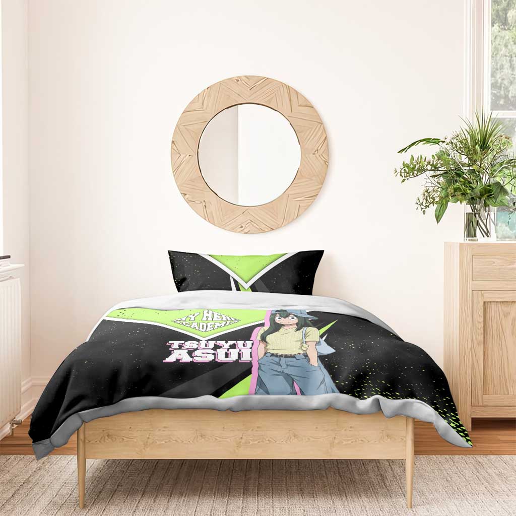 Tsuyu Asui My Hero Academia Bedding Set Anime Grunge Splatter Graphic Style