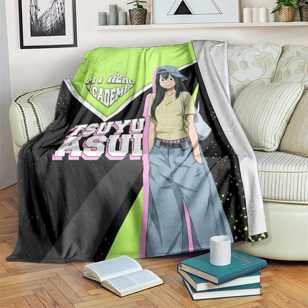 Tsuyu Asui My Hero Academia Blanket Anime Grunge Splatter Graphic Style