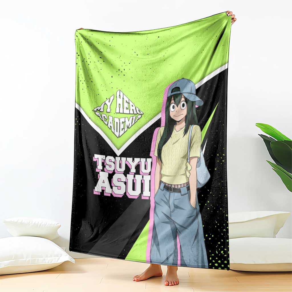 Tsuyu Asui My Hero Academia Blanket Anime Grunge Splatter Graphic Style