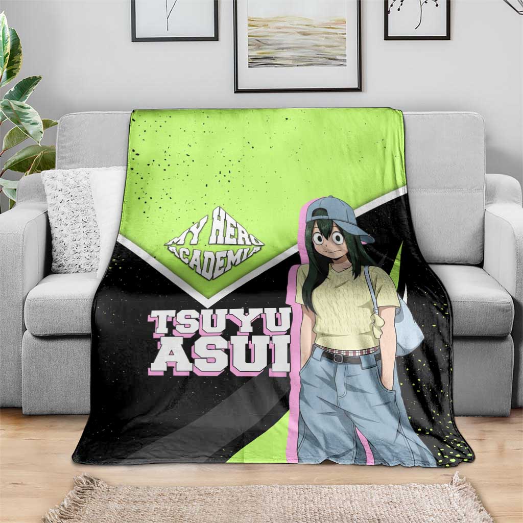 Tsuyu Asui My Hero Academia Blanket Anime Grunge Splatter Graphic Style