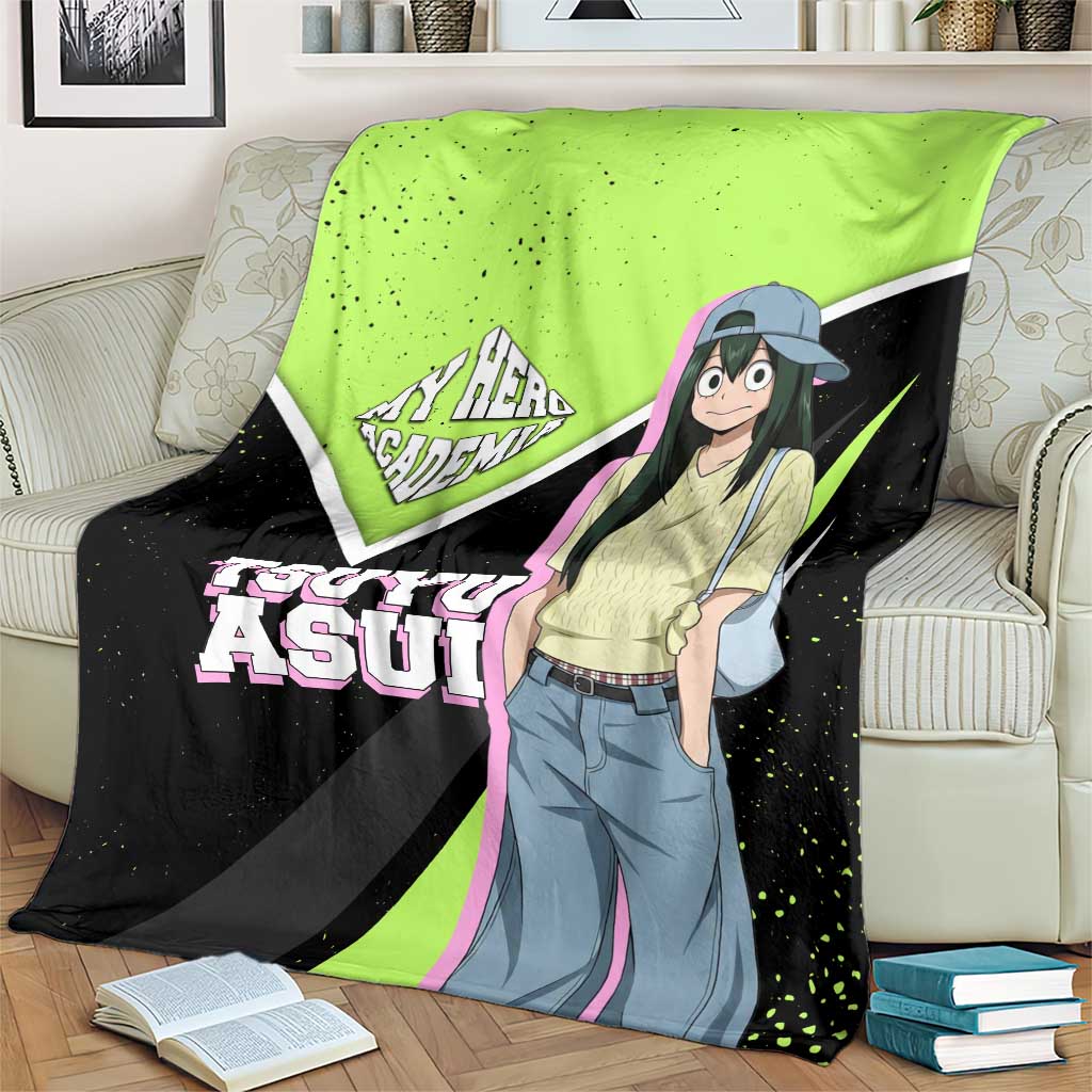 Tsuyu Asui My Hero Academia Blanket Anime Grunge Splatter Graphic Style