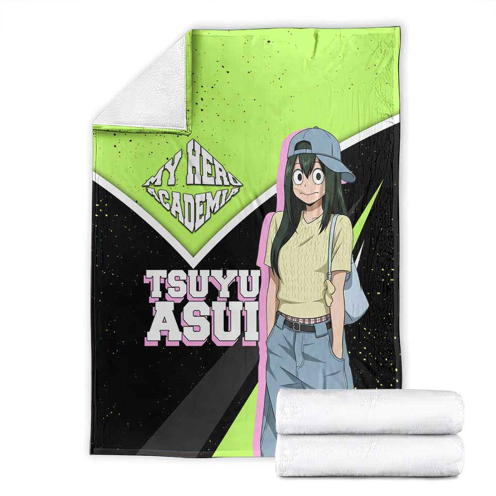 Tsuyu Asui My Hero Academia Blanket Anime Grunge Splatter Graphic Style
