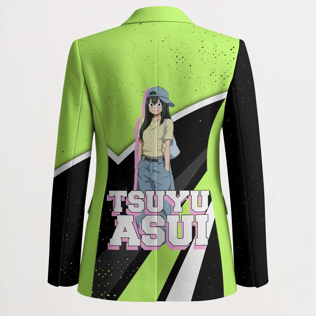 Tsuyu Asui My Hero Academia Blazer Anime Grunge Splatter Graphic Style