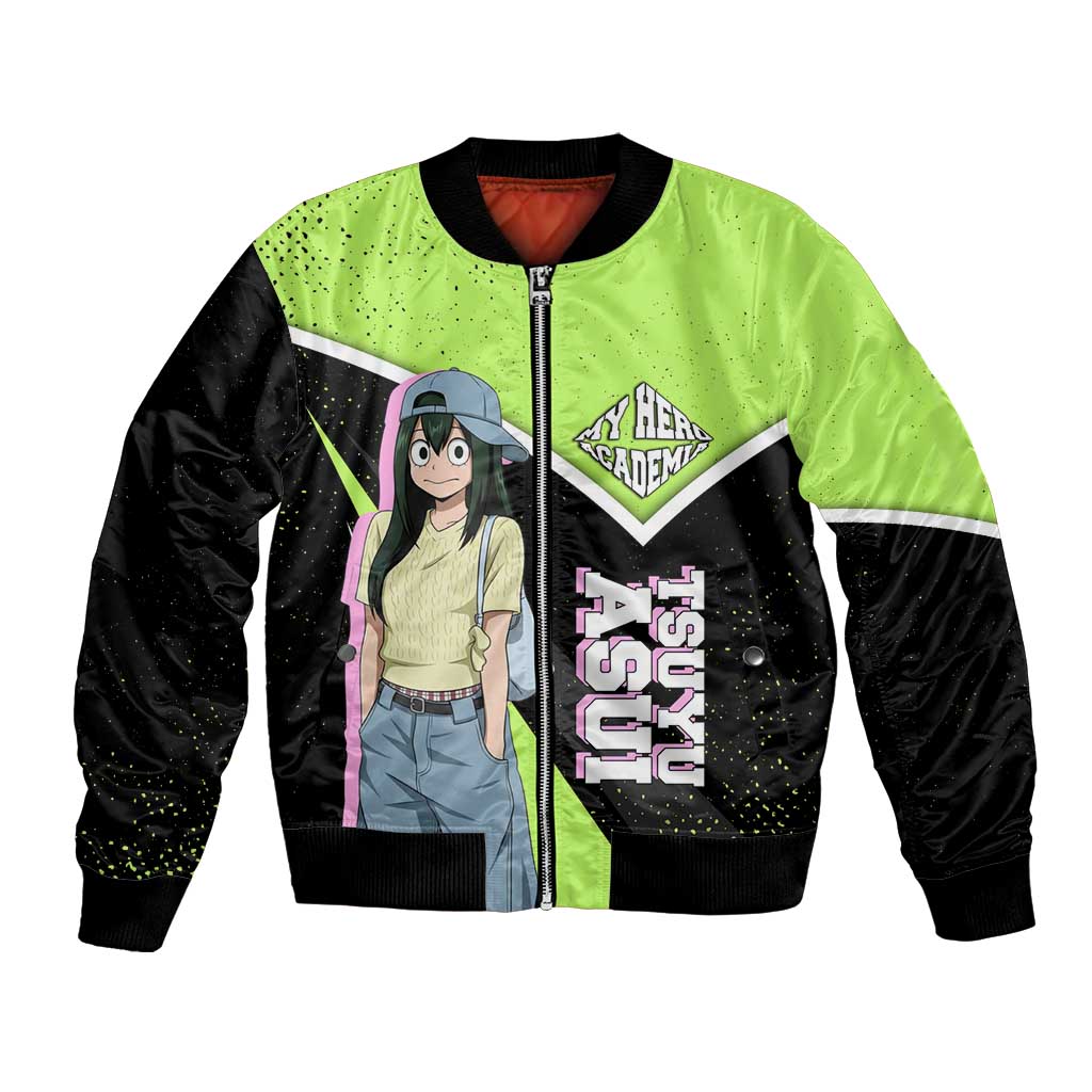 Tsuyu Asui My Hero Academia Bomber Jacket Anime Grunge Splatter Graphic Style
