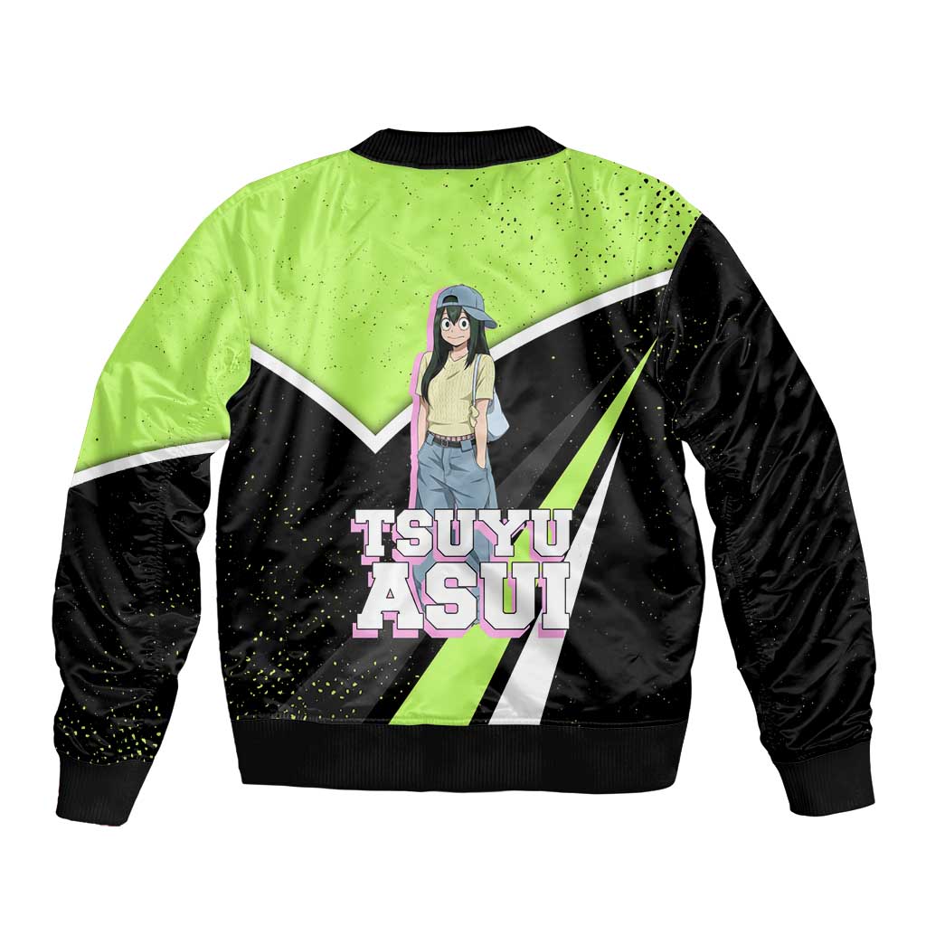 Tsuyu Asui My Hero Academia Bomber Jacket Anime Grunge Splatter Graphic Style