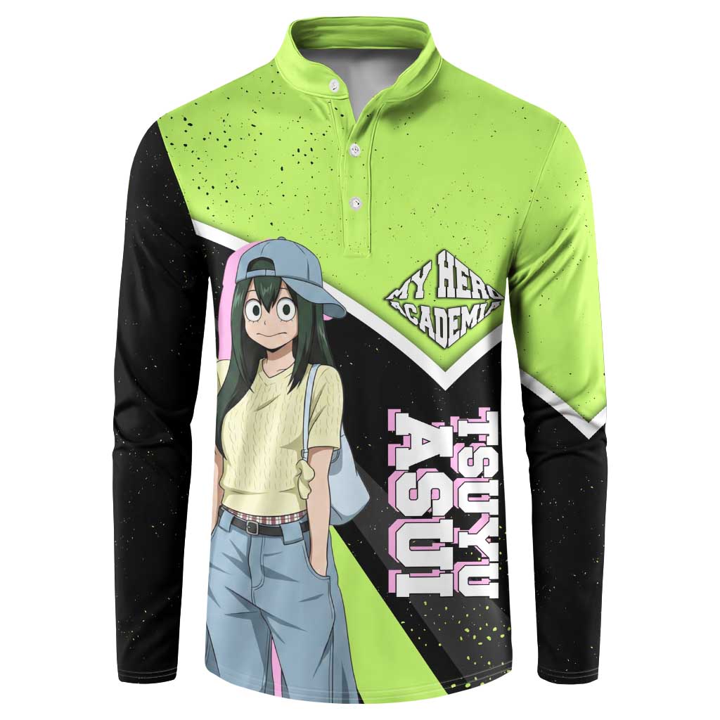 Tsuyu Asui My Hero Academia Button Sweatshirt Anime Grunge Splatter Graphic Style