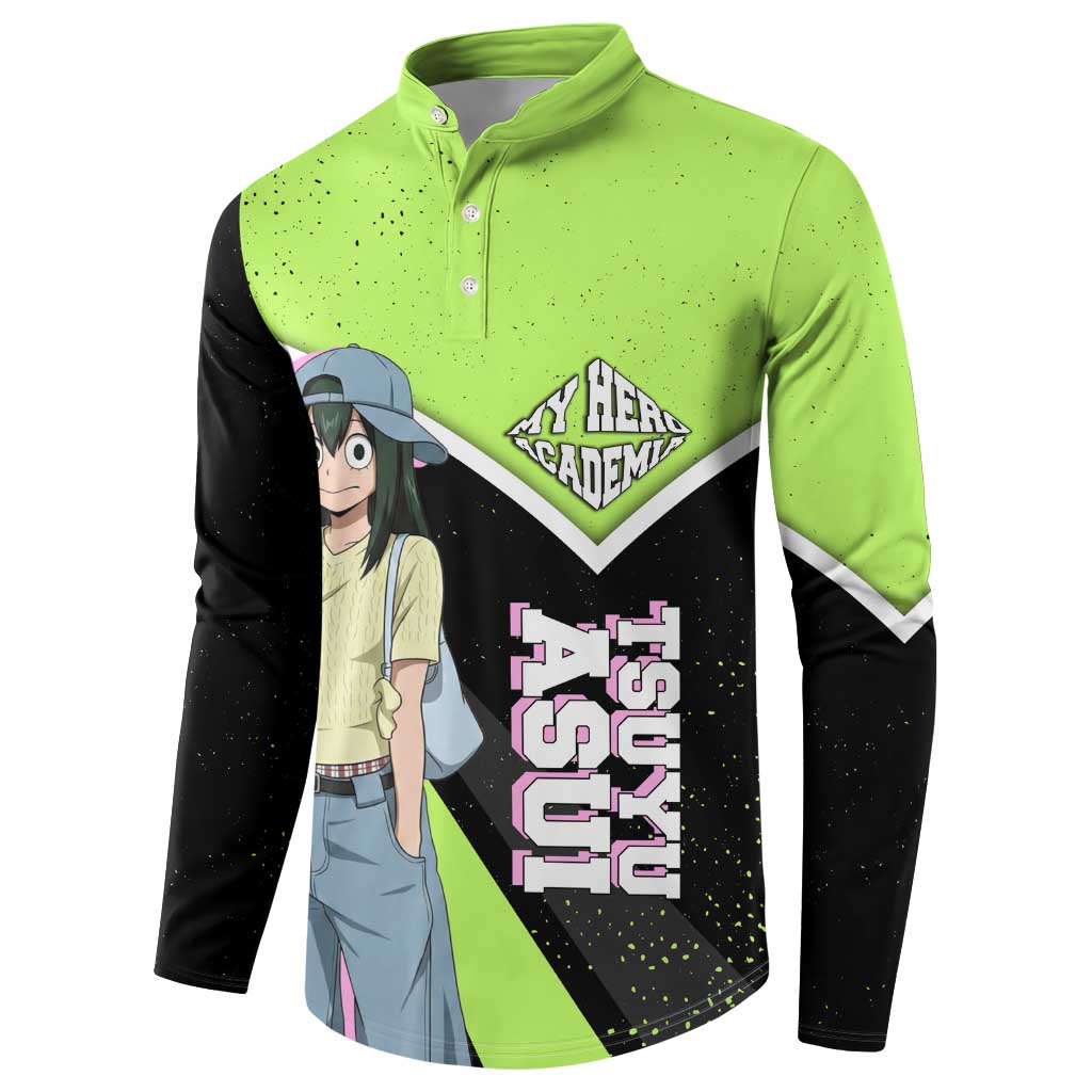 Tsuyu Asui My Hero Academia Button Sweatshirt Anime Grunge Splatter Graphic Style