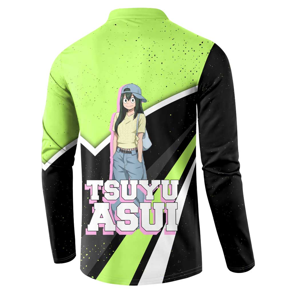 Tsuyu Asui My Hero Academia Button Sweatshirt Anime Grunge Splatter Graphic Style