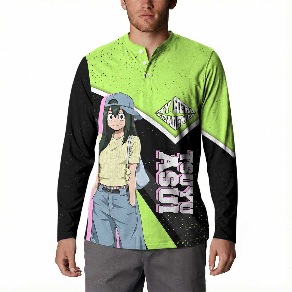 Tsuyu Asui My Hero Academia Button Sweatshirt Anime Grunge Splatter Graphic Style