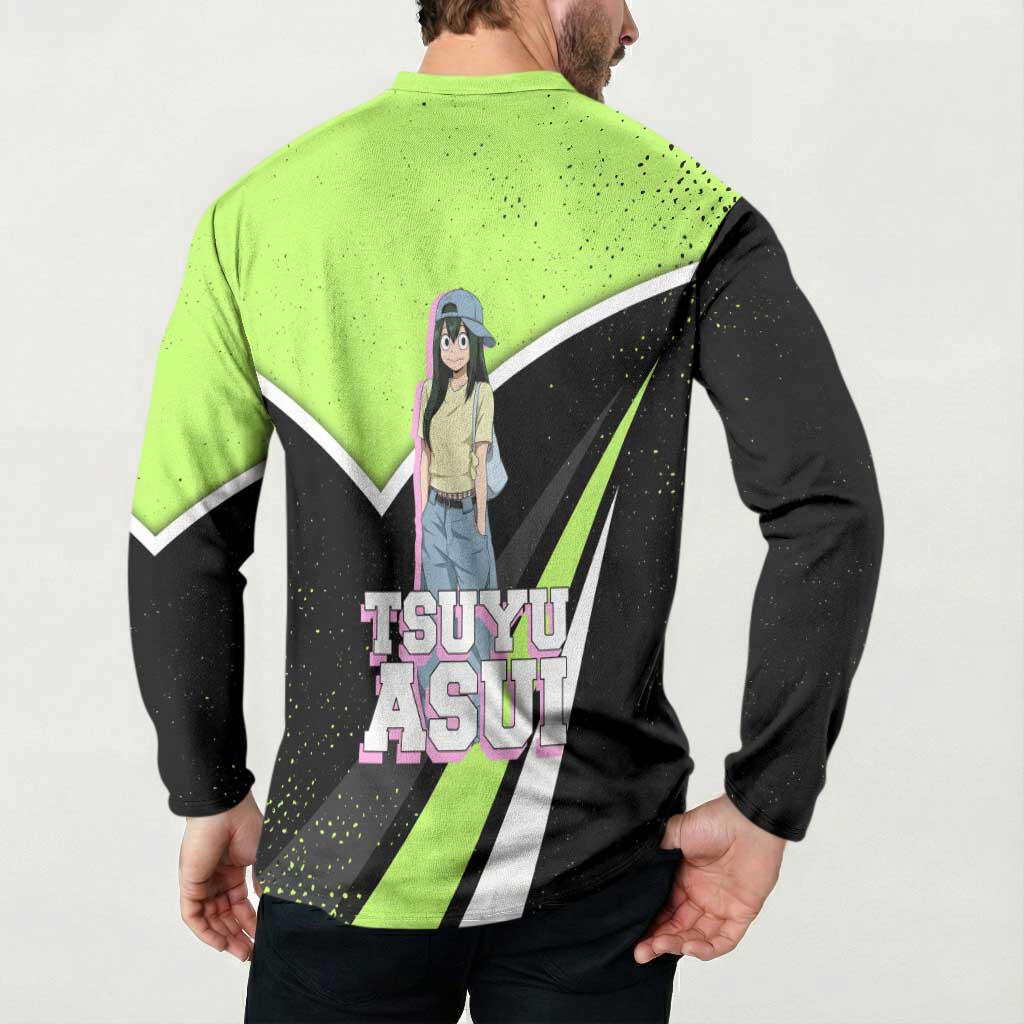 Tsuyu Asui My Hero Academia Button Sweatshirt Anime Grunge Splatter Graphic Style