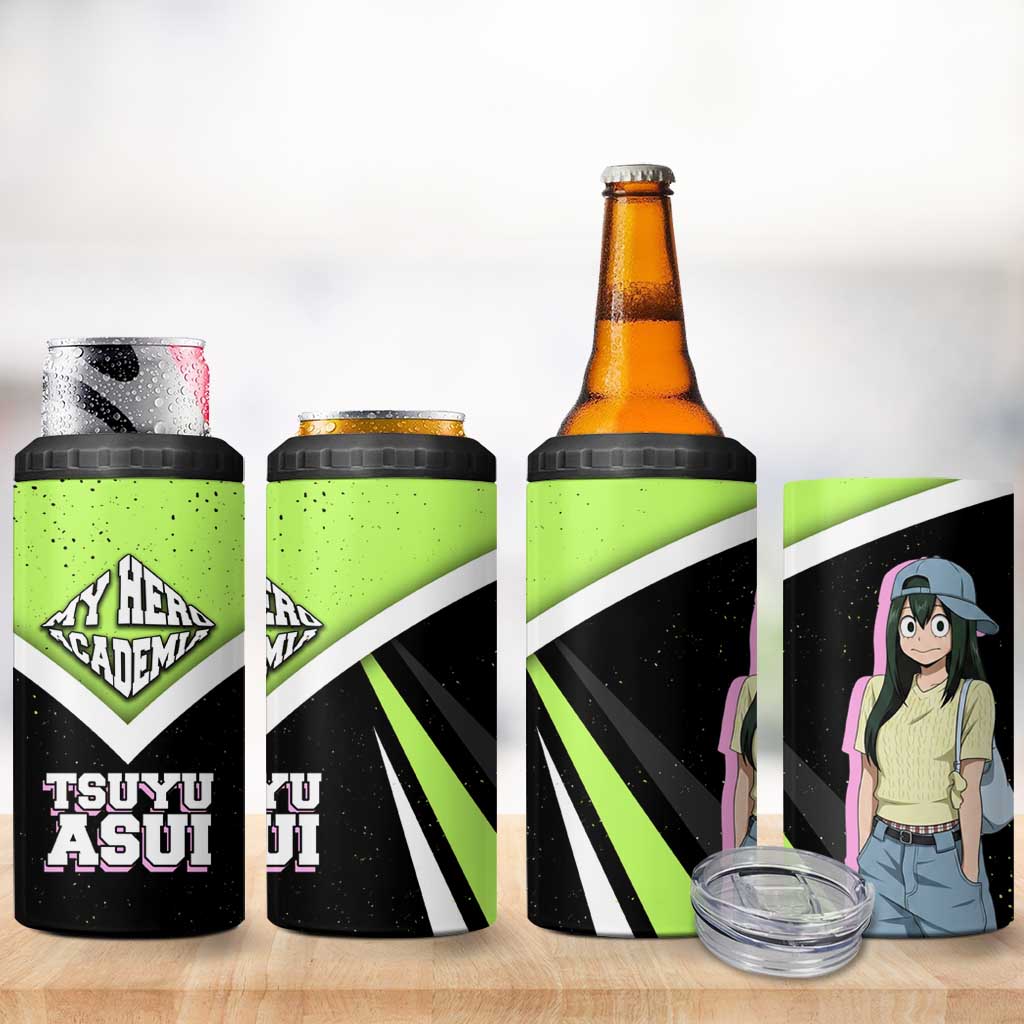 Tsuyu Asui My Hero Academia 4 in 1 Can Cooler Tumbler Anime Grunge Splatter Graphic Style