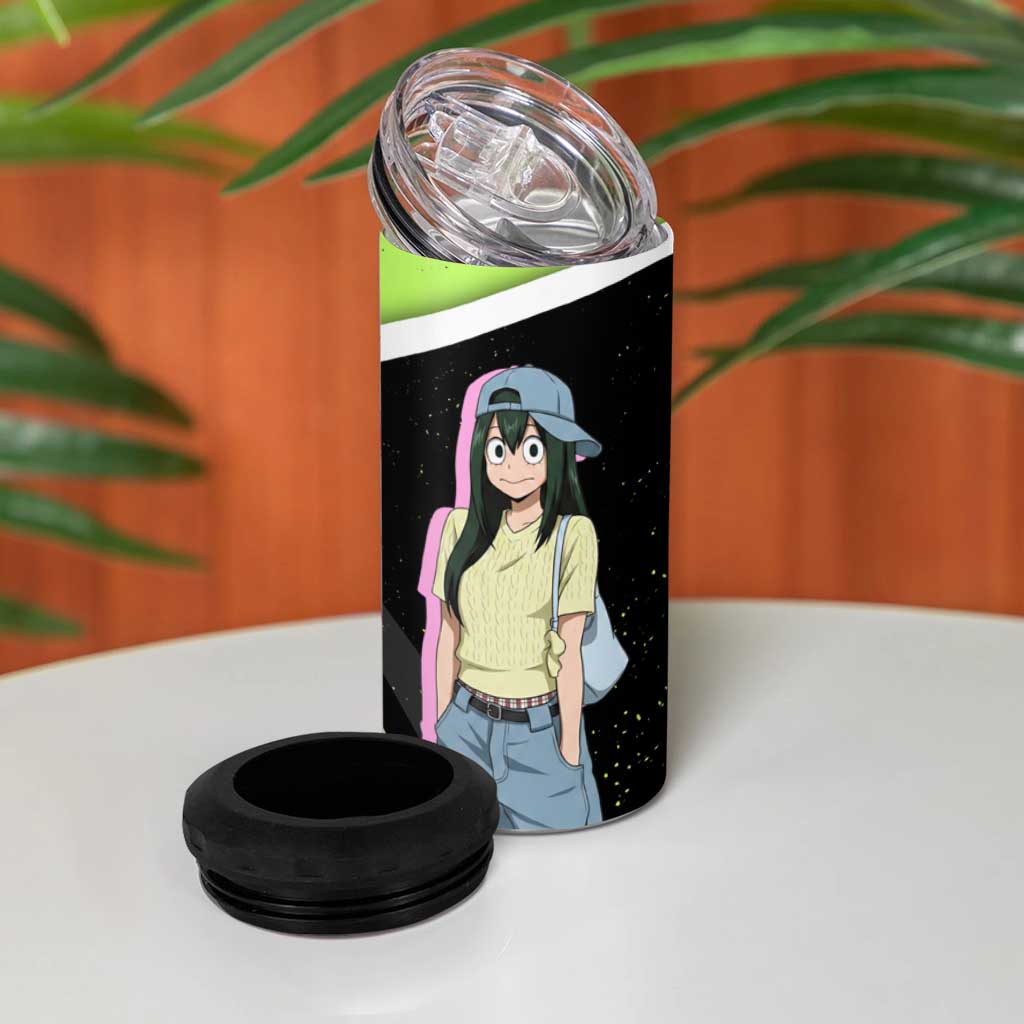 Tsuyu Asui My Hero Academia 4 in 1 Can Cooler Tumbler Anime Grunge Splatter Graphic Style