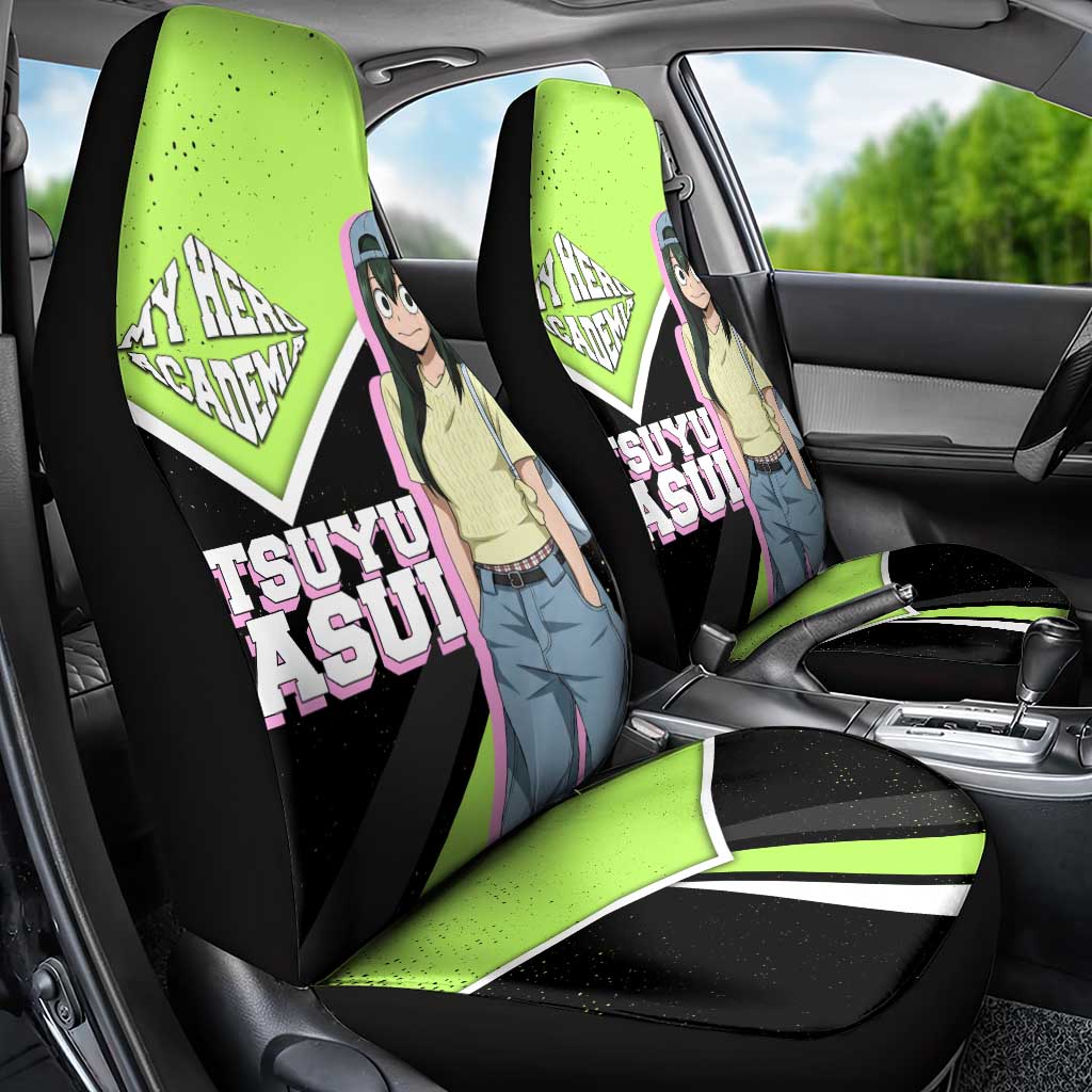 Tsuyu Asui My Hero Academia Car Seat Cover Anime Grunge Splatter Graphic Style