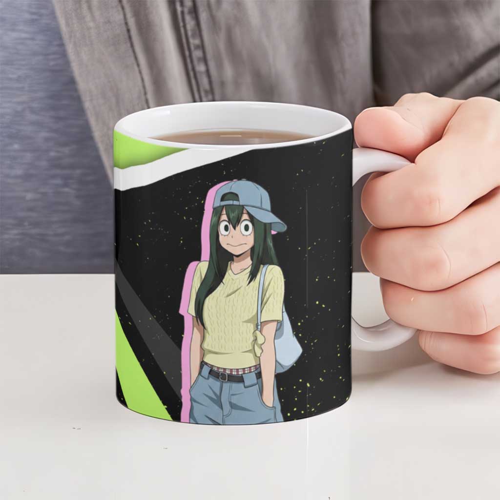 Tsuyu Asui My Hero Academia Ceramic Mug Anime Grunge Splatter Graphic Style
