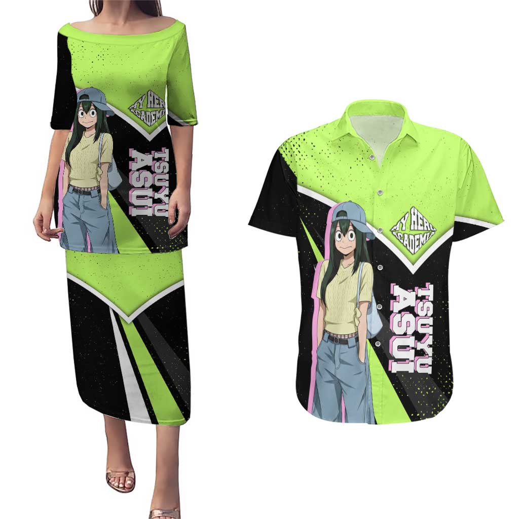 Tsuyu Asui My Hero Academia Couples Matching Puletasi and Hawaiian Shirt Anime Grunge Splatter Graphic Style
