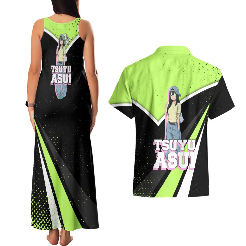 Tsuyu Asui My Hero Academia Couples Matching Tank Maxi Dress and Hawaiian Shirt Anime Grunge Splatter Graphic Style