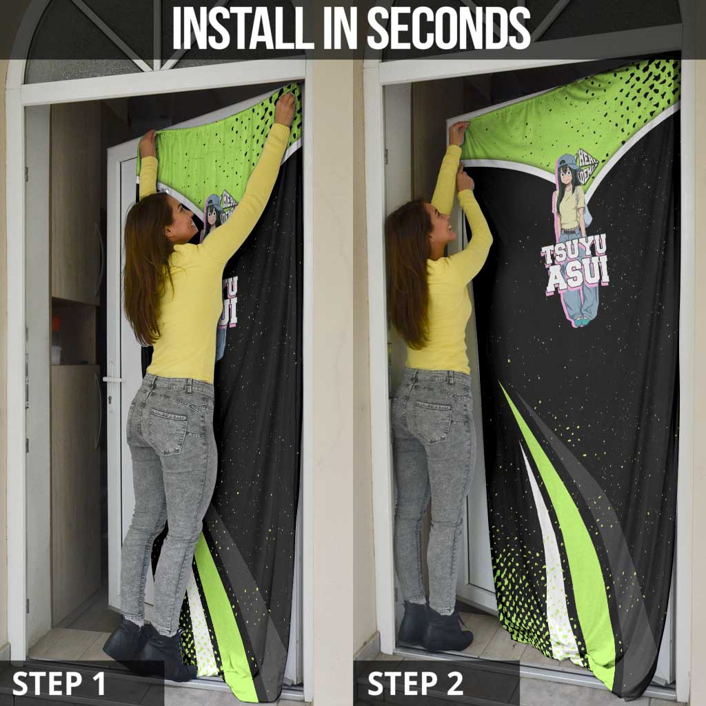 Tsuyu Asui My Hero Academia Door Cover Anime Grunge Splatter Graphic Style