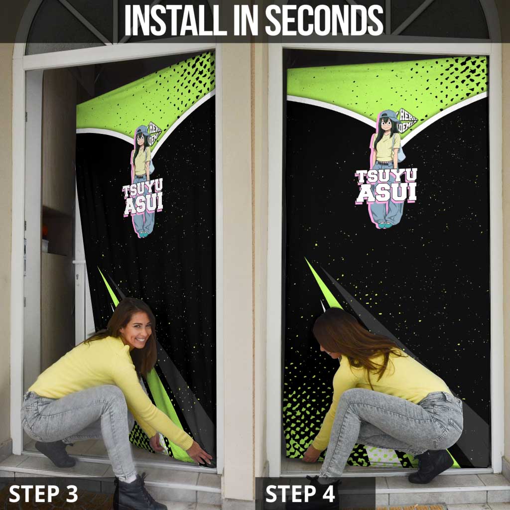 Tsuyu Asui My Hero Academia Door Cover Anime Grunge Splatter Graphic Style