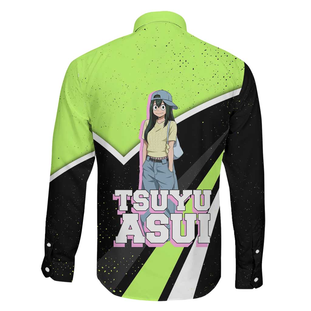Tsuyu Asui My Hero Academia Family Matching Long Sleeve Bodycon Dress and Hawaiian Shirt Anime Grunge Splatter Graphic Style