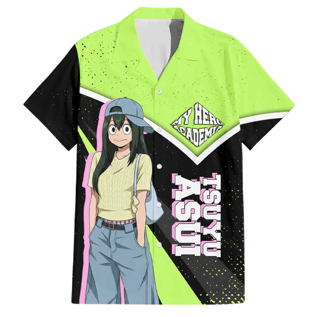 Tsuyu Asui My Hero Academia Family Matching Mermaid Dress and Hawaiian Shirt Anime Grunge Splatter Graphic Style