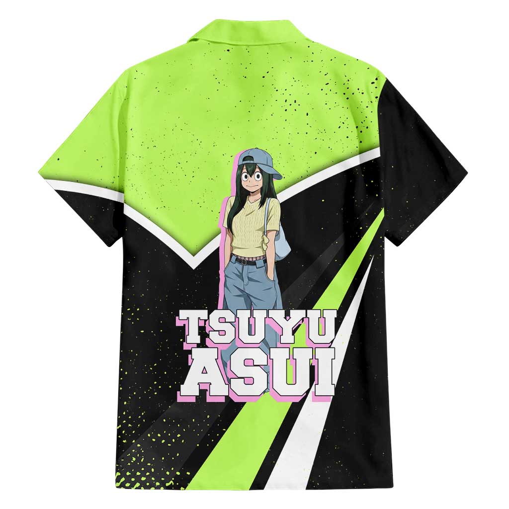 Tsuyu Asui My Hero Academia Family Matching Tank Maxi Dress and Hawaiian Shirt Anime Grunge Splatter Graphic Style