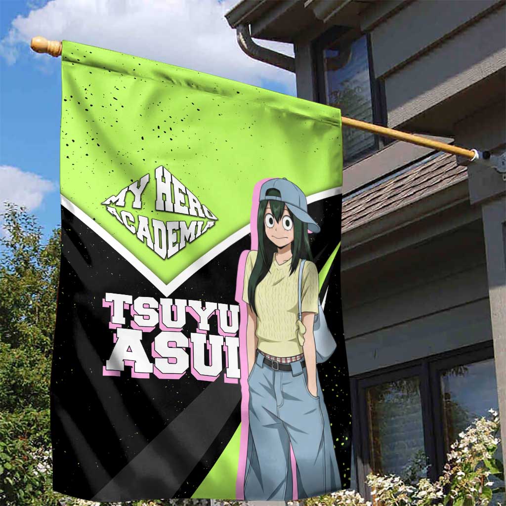 Tsuyu Asui My Hero Academia Garden Flag Anime Grunge Splatter Graphic Style