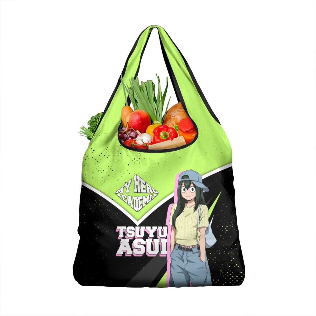 Tsuyu Asui My Hero Academia Grocery Bag Anime Grunge Splatter Graphic Style