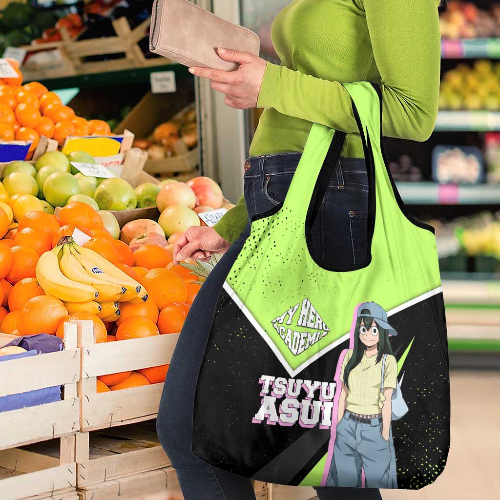 Tsuyu Asui My Hero Academia Grocery Bag Anime Grunge Splatter Graphic Style