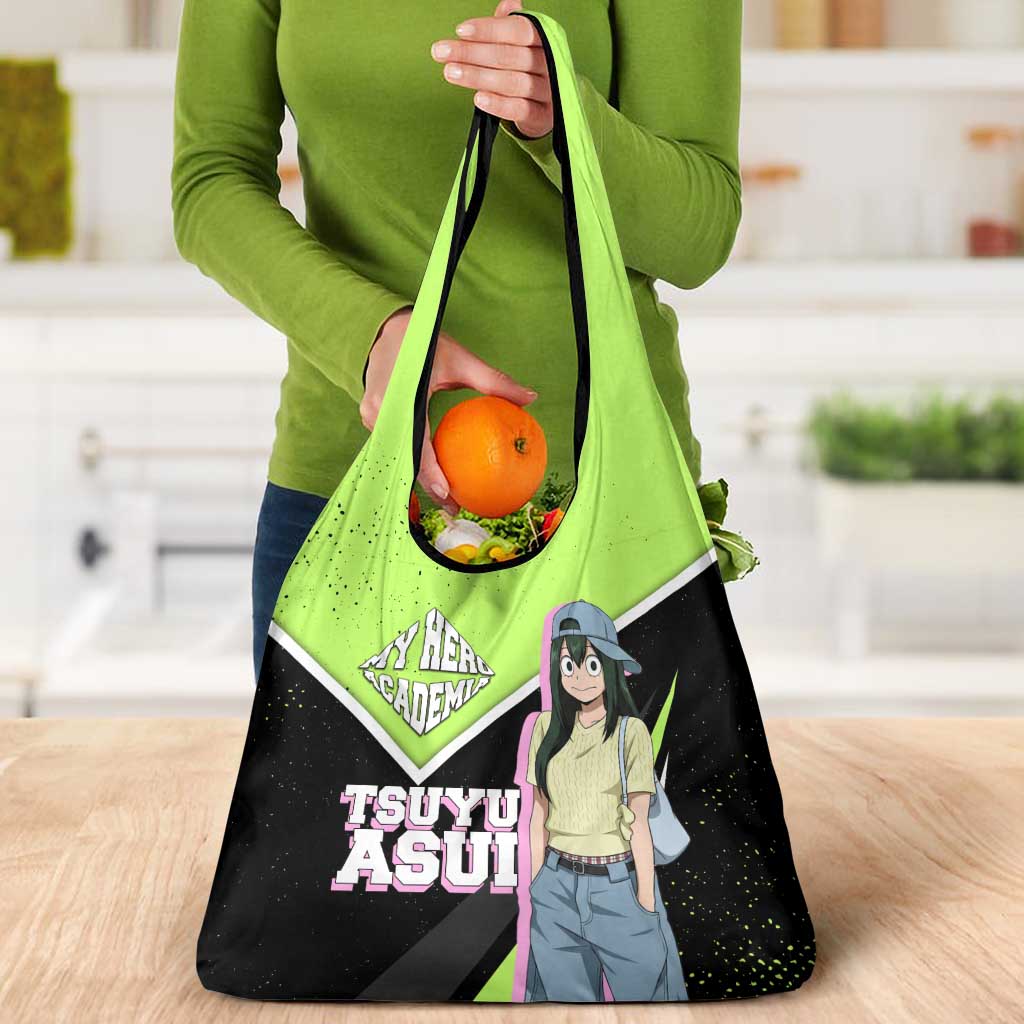 Tsuyu Asui My Hero Academia Grocery Bag Anime Grunge Splatter Graphic Style