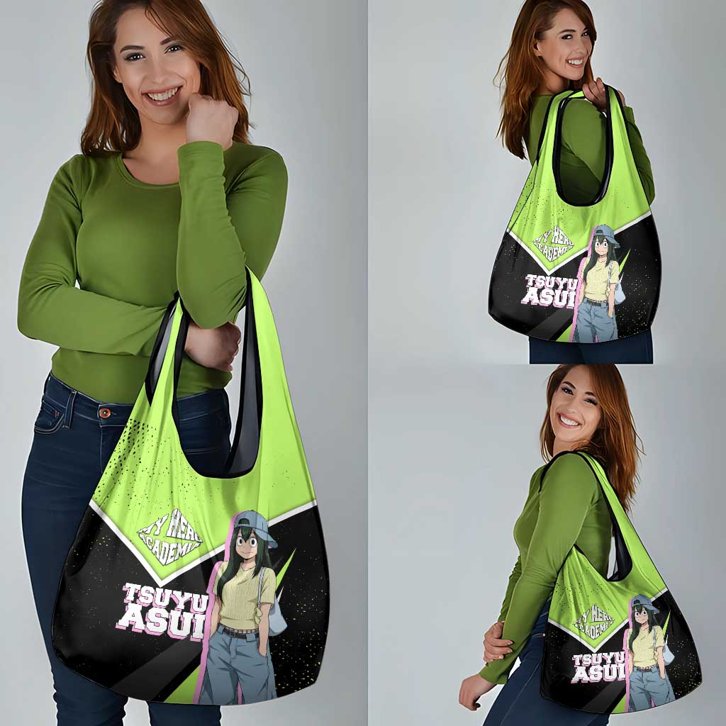 Tsuyu Asui My Hero Academia Grocery Bag Anime Grunge Splatter Graphic Style