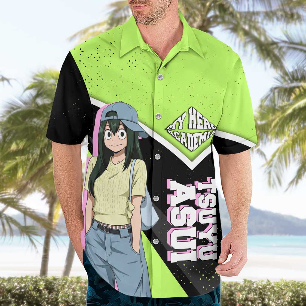 Tsuyu Asui My Hero Academia Hawaiian Shirt Anime Grunge Splatter Graphic Style