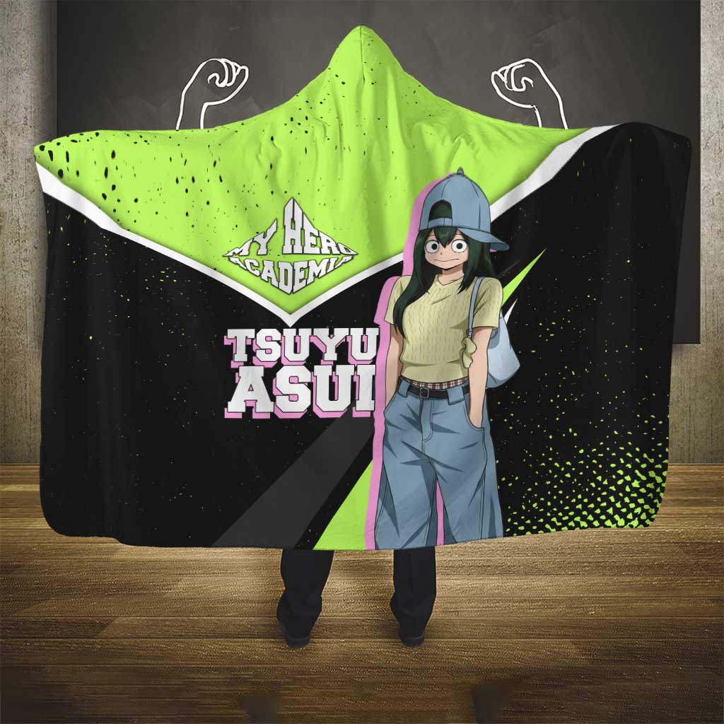Tsuyu Asui My Hero Academia Hooded Blanket Anime Grunge Splatter Graphic Style