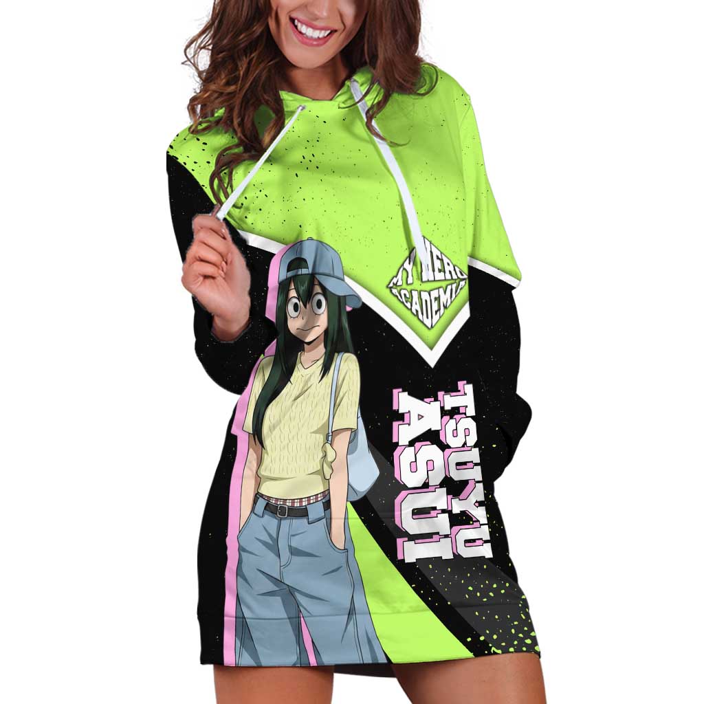 Tsuyu Asui My Hero Academia Hoodie Dress Anime Grunge Splatter Graphic Style