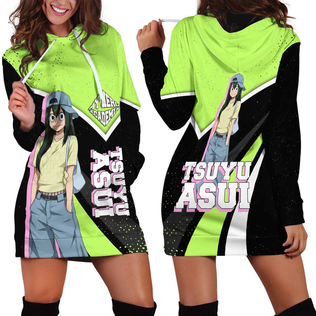 Tsuyu Asui My Hero Academia Hoodie Dress Anime Grunge Splatter Graphic Style