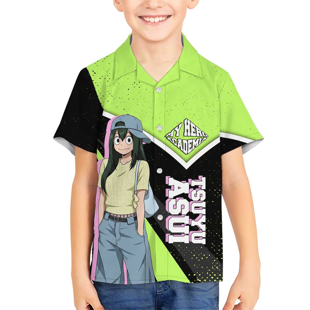 Tsuyu Asui My Hero Academia Kid Hawaiian Shirt Anime Grunge Splatter Graphic Style