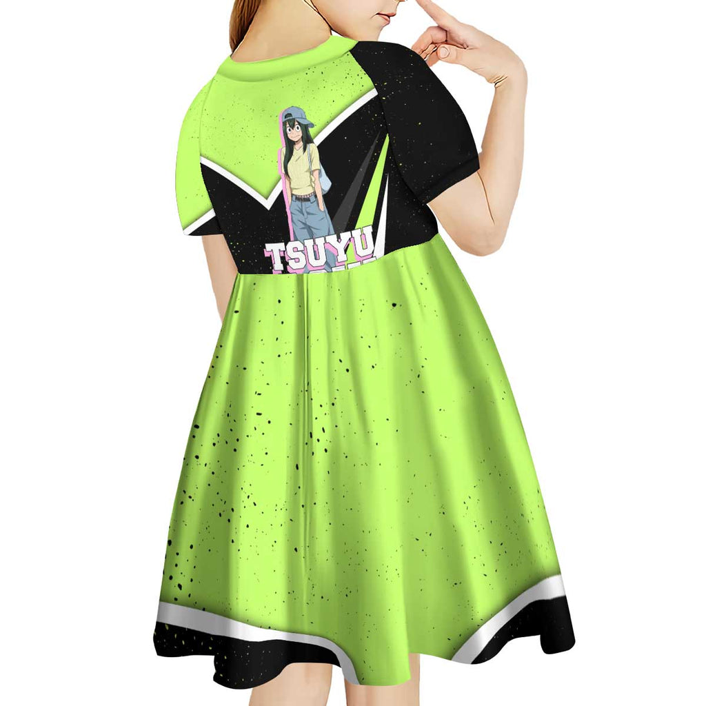 Tsuyu Asui My Hero Academia Kid Short Sleeve Dress Anime Grunge Splatter Graphic Style