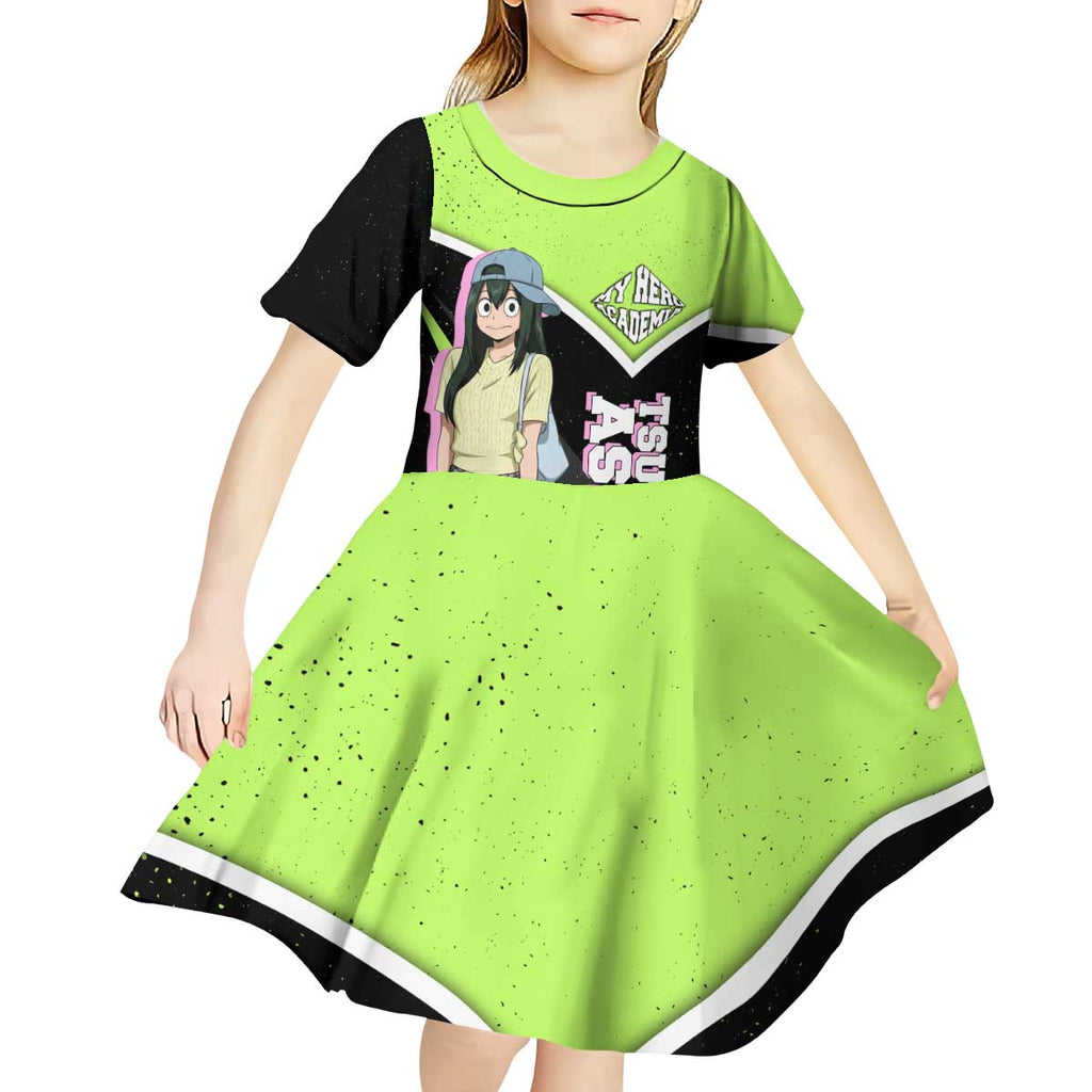Tsuyu Asui My Hero Academia Kid Short Sleeve Dress Anime Grunge Splatter Graphic Style